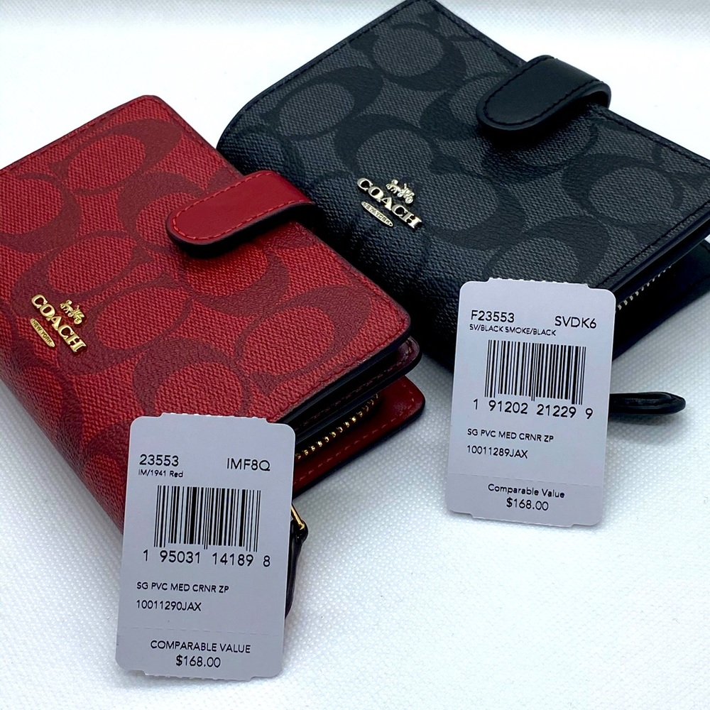 Coach signature compact bi-fold wallet